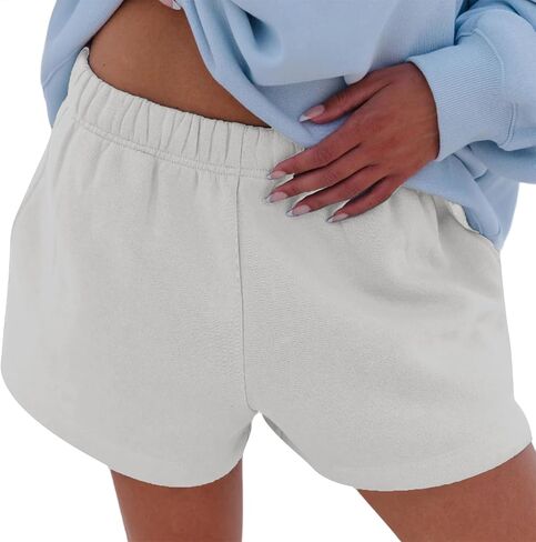 Aopwsrlyi Women Teen Girls Cute Sweat Shorts Casual Loose Fit Elastic Drawstring Waist Lounge Micro Shorts with Pockets in Kuwait