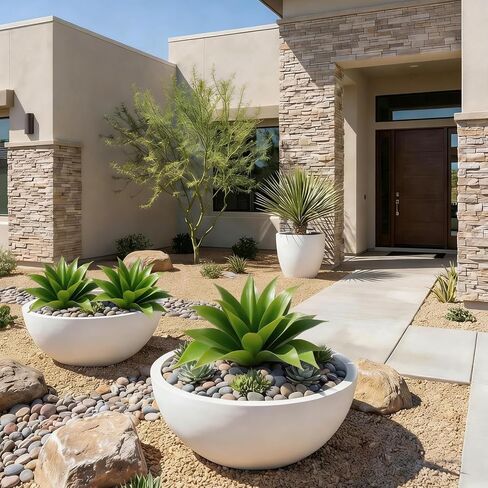 Zythrem 14 Inch Agave Plant Artificial Outdoor - 2 PCS UV Resistant Outdoor Faux Plants Large Fake Plant Realistic Fake Aloe Plant for Front Porch Planter Indoor Home Decor Garden (Green) in Saudi Arabia