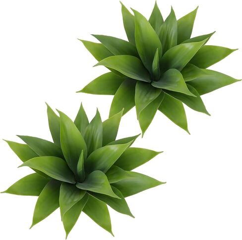 Zythrem 14 Inch Agave Plant Artificial Outdoor - 2 PCS UV Resistant Outdoor Faux Plants Large Fake Plant Realistic Fake Aloe Plant for Front Porch Planter Indoor Home Decor Garden (Green) in Saudi Arabia