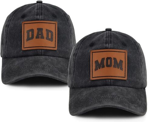 Dad and Mom Hats for Men Women, Leather Adjustable Cotton Fathers Mothers Day Birthday Baseball Caps in Saudi Arabia