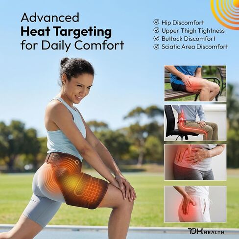 Hip Brace Heating Pad - Heated Support for Hip Pain Sciatic Nerve Lower Back Thigh Buttock for Men Women - Adjustable Electric Heating Therapy Wrap Device for Sciatica & Hip Joint Support in Saudi Arabia