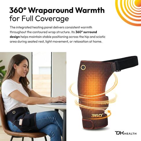Hip Brace Heating Pad - Heated Support for Hip Pain Sciatic Nerve Lower Back Thigh Buttock for Men Women - Adjustable Electric Heating Therapy Wrap Device for Sciatica & Hip Joint Support in Saudi Arabia