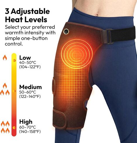 Hip Brace Heating Pad - Heated Support for Hip Pain Sciatic Nerve Lower Back Thigh Buttock for Men Women - Adjustable Electric Heating Therapy Wrap Device for Sciatica & Hip Joint Support in Saudi Arabia