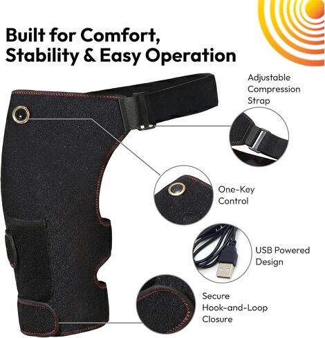 Hip Brace Heating Pad - Heated Support for Hip Pain Sciatic Nerve Lower Back Thigh Buttock for Men Women - Adjustable Electric Heating Therapy Wrap Device for Sciatica & Hip Joint Support in Saudi Arabia