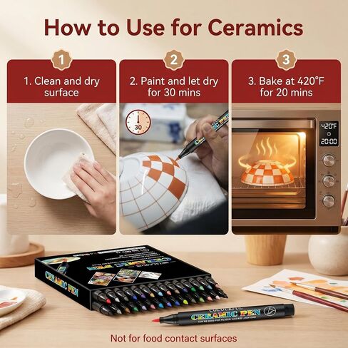 Permanent Marke Ceramics Pens 12 Colors Porcelain Paint Brush Pen for Both Glazed and Unglazed Ceramics Christmas Decoration Wine Markers in Kuwait