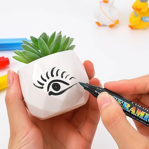 Permanent Marke Ceramics Pens 12 Colors Porcelain Paint Brush Pen for Both Glazed and Unglazed Ceramics Christmas Decoration Wine Markers in Kuwait