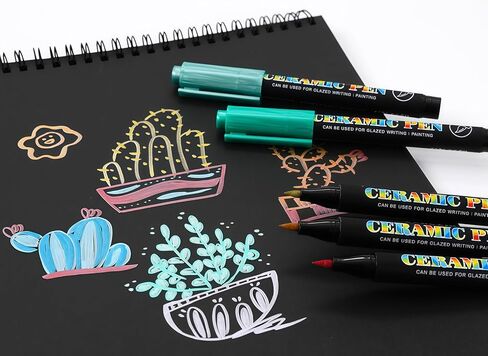 Permanent Marke Ceramics Pens 12 Colors Porcelain Paint Brush Pen for Both Glazed and Unglazed Ceramics Christmas Decoration Wine Markers in Kuwait