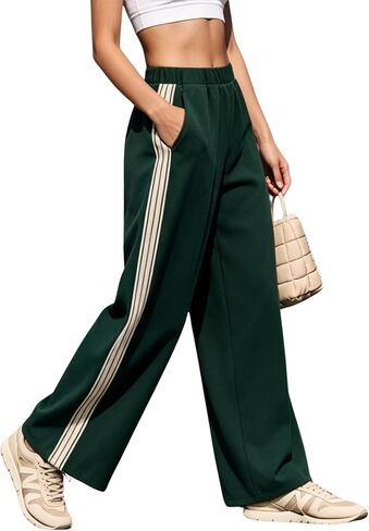 MINSURE Women Side Stripe Sweatpants Lightweight Straight Leg Parachute Track Pants Casual Windbreak Joggers with Pockets in Saudi Arabia