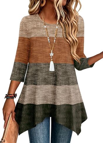 Zeagoo 3/4 Sleeve Womens Tops Dressy Casual Plus Size Tunics to Wear with Leggings Loose Fit Cute Blouses 2026 Trendy in Kuwait
