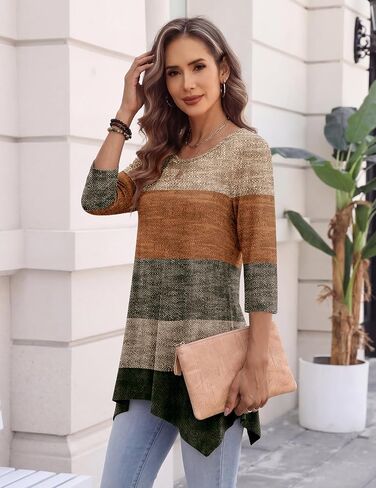 Zeagoo 3/4 Sleeve Womens Tops Dressy Casual Plus Size Tunics to Wear with Leggings Loose Fit Cute Blouses 2026 Trendy in Kuwait