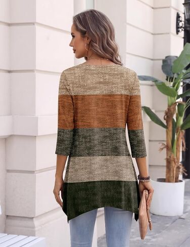 Zeagoo 3/4 Sleeve Womens Tops Dressy Casual Plus Size Tunics to Wear with Leggings Loose Fit Cute Blouses 2026 Trendy in Kuwait