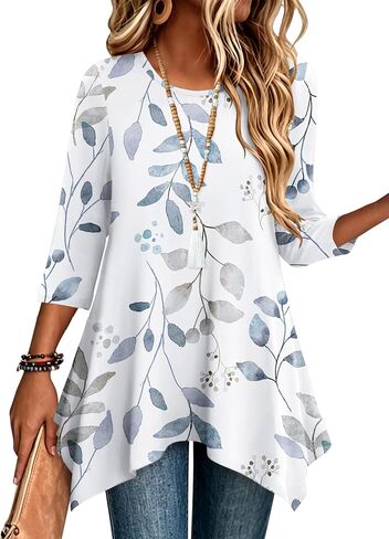 Zeagoo 3/4 Sleeve Womens Tops Dressy Casual Plus Size Tunics to Wear with Leggings Loose Fit Cute Blouses 2026 Trendy in Kuwait