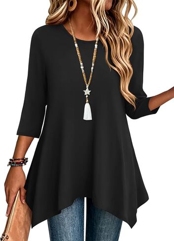 Zeagoo 3/4 Sleeve Womens Tops Dressy Casual Plus Size Tunics to Wear with Leggings Loose Fit Cute Blouses 2026 Trendy in Kuwait
