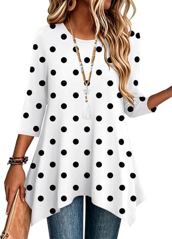 Zeagoo 3/4 Sleeve Womens Tops Dressy Casual Plus Size Tunics to Wear with Leggings Loose Fit Cute Blouses 2026 Trendy in Kuwait