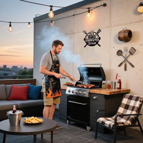 Metal BBQ zone sign with screws Round grill sign for outdoor BBQ area Barbecue metal sign Rustic kitchen decor for Backyard Man Cave Patio Porch Deck Decorations Accessories 11 x 10.4inch in Saudi Arabia