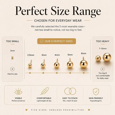 Gold Stud Earrings for Women Trendy, 14K Gold Plated Small Studs Multiple Pairs, Non Tarnish Hypoallergenic Nickel Free Earrings for Sensitive Ears, Dainty Minimalist Stackable Cartilage Helix Earrings in Kuwait
