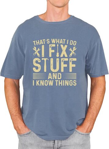 Men's Funny I fix Stuff T-Shirt Mechanic Engineer Garage Tee Shirt Humorous Gift for Spouse, Husband, Dad, Grandpa, Boyfriend in Saudi Arabia