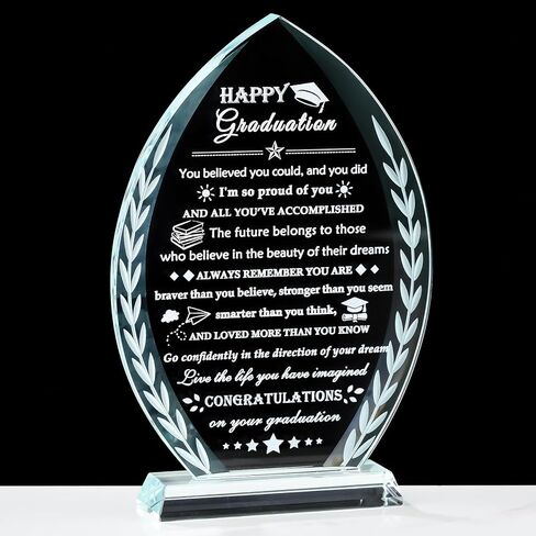 YWHL Graduation Gift for Her Him 2026 with Colorful Led Base, High School College Graduation Gifts for Women Men, Congratulations Graduate Plaque Crystal Keepsake Masters Degree PHD Graduation Gifts Decor in Kuwait