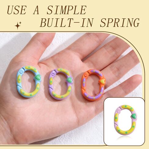 12Pcs Oval Spring Ring Clips,Mini Metal Heart Shape Keyring Purse Clip for for Bag Charms, Purse Charms, and Keychains in Saudi Arabia