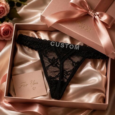 Custom Thong, Personalized Thongs with Names, Custom Underwear Soft Stretchy Fabric, Hand-Sewn Big Rhinestone Letters,Not Easy to Fall Off,Machine Washable,Birthday,Valentine's,Bachelorette Gift in Saudi Arabia