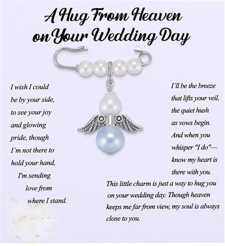 Something Blue for Bride Angel Memory Charm Bride Memorial Bouquet Charm for Wedding Remembrance Mom or Dad in Heaven Guardian Angel for Wedding in Kuwait
