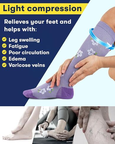 STEPWELL Bamboo Viscose Light Compression Socks for Women & Men – 3 Pairs, 8–15 mmHg Mild Compression Socks for Daily Comfort in Kuwait