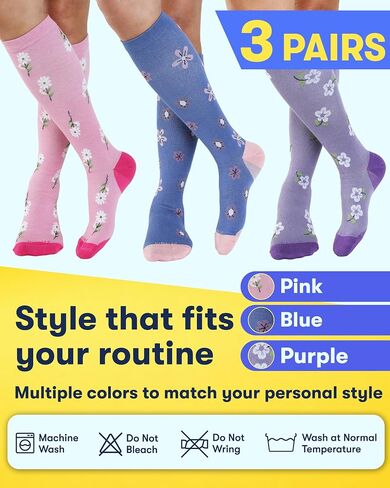 STEPWELL Bamboo Viscose Light Compression Socks for Women & Men – 3 Pairs, 8–15 mmHg Mild Compression Socks for Daily Comfort in Kuwait