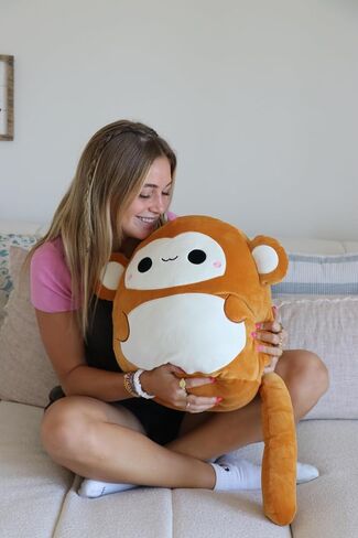 Snuggaboos Jumbo 17 Inch Mia The Monkey Plush Squish Pillow Original: Super Soft Cute Stuffed Animal Toy with Extra Long Tail - Perfect Plushie Gift for Kids, Adults and Baby in Saudi Arabia