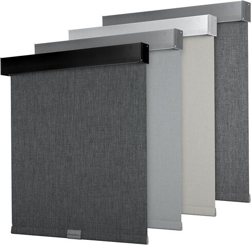 Cordless Blackout Roller Shades for Windows, Thermal Insulated UV Protection Roller Blinds with Premium Polyester Fabric, Pull Down Shades for Bedroom Office Living Room,Light Gray,Custom Size in Saudi Arabia