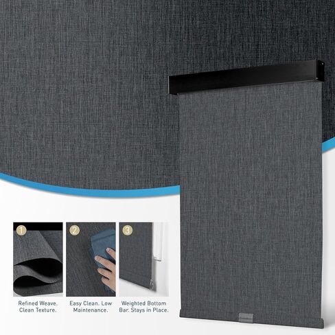 Cordless Blackout Roller Shades for Windows, Thermal Insulated UV Protection Roller Blinds with Premium Polyester Fabric, Pull Down Shades for Bedroom Office Living Room,Light Gray,Custom Size in Saudi Arabia