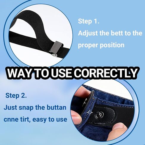 4 Pcs Invisible Side Belt No Buckle Belt for Women and Men, Black & Blue Without Buckle Elastic Stretch Adjustable Belts Loop for Pants Jeans, No Buckles Elastic Belts (2 Black, 2 Blue) in Kuwait