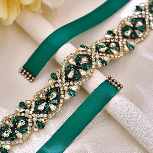 Handmade Emerald Wedding Belt For Women Sparkling With Rhinestone Womens Plus Size Belt in Saudi Arabia