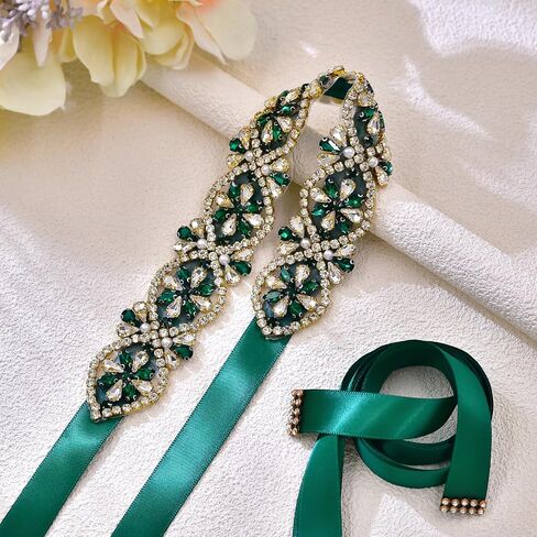 Handmade Emerald Wedding Belt For Women Sparkling With Rhinestone Womens Plus Size Belt in Saudi Arabia