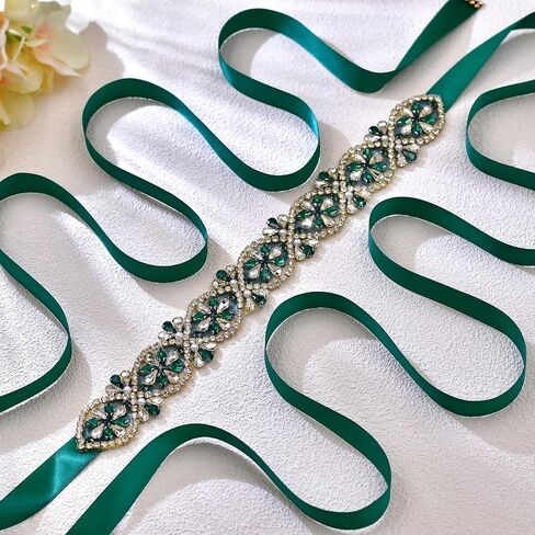 Handmade Emerald Wedding Belt For Women Sparkling With Rhinestone Womens Plus Size Belt in Saudi Arabia
