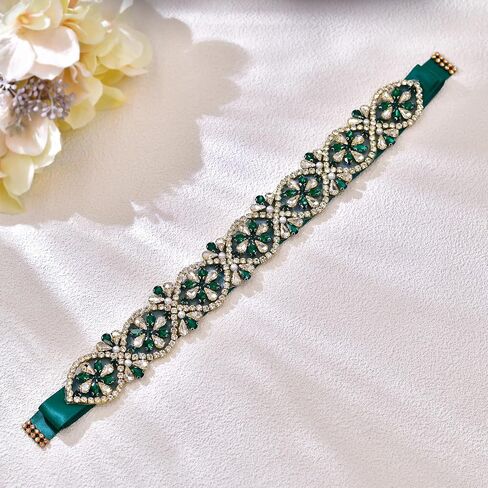 Handmade Emerald Wedding Belt For Women Sparkling With Rhinestone Womens Plus Size Belt in Saudi Arabia