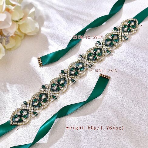 Handmade Emerald Wedding Belt For Women Sparkling With Rhinestone Womens Plus Size Belt in Saudi Arabia