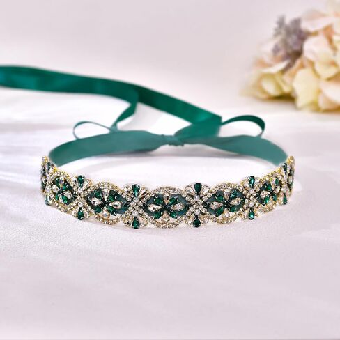 Handmade Emerald Wedding Belt For Women Sparkling With Rhinestone Womens Plus Size Belt in Saudi Arabia