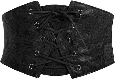 Women's Wide-Corset-Belt Lace-Up Elastic-Waist - Vintage Tied Waspie Corset Belts for Dresses(for waist 26-30'') in Kuwait
