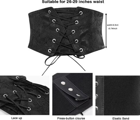 Women's Wide-Corset-Belt Lace-Up Elastic-Waist - Vintage Tied Waspie Corset Belts for Dresses(for waist 26-30'') in Kuwait