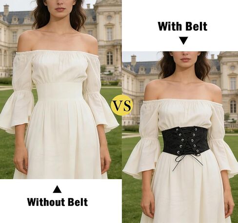Women's Wide-Corset-Belt Lace-Up Elastic-Waist - Vintage Tied Waspie Corset Belts for Dresses(for waist 26-30'') in Kuwait