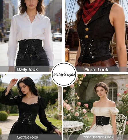 Women's Wide-Corset-Belt Lace-Up Elastic-Waist - Vintage Tied Waspie Corset Belts for Dresses(for waist 26-30'') in Kuwait