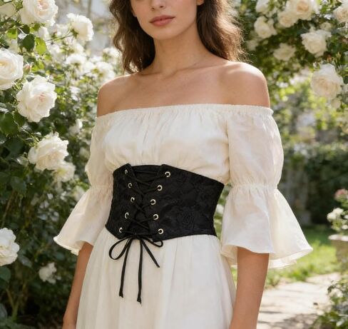 Women's Wide-Corset-Belt Lace-Up Elastic-Waist - Vintage Tied Waspie Corset Belts for Dresses(for waist 26-30'') in Kuwait