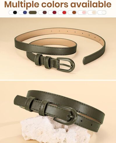 JASGOOD Women Skinny Belt for Jeans Thin Waist Belt with Pin Buckle 0.7" Width Ladies Leather Belt for Pants Dresses in Saudi Arabia