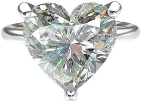 Santosh Enterprises 4 Carat Heart Cut Lab Created Diamond Solitaire Engagement Ring, 14k White Gold Finish, Sterling Silver, Halo Setting, Size Standard in Kuwait