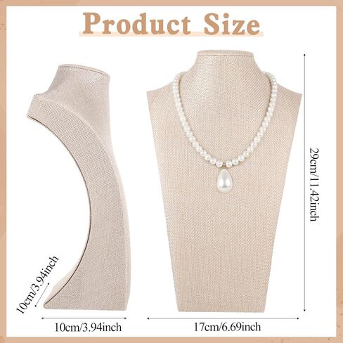 3 Pcs Linen Jewelry Display Bust Necklace Display Stand 11.42 × 6.69inch Jewelry Necklace Organizer Rack Necklaces Mannequin Holder Jewelrys Bust Displays Stands for Selling Home Store Trade Shows in Kuwait