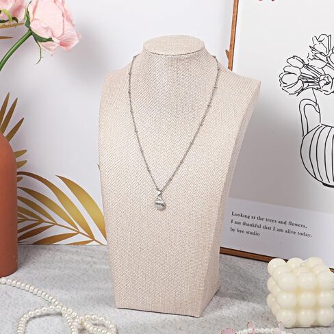 3 Pcs Linen Jewelry Display Bust Necklace Display Stand 11.42 × 6.69inch Jewelry Necklace Organizer Rack Necklaces Mannequin Holder Jewelrys Bust Displays Stands for Selling Home Store Trade Shows in Kuwait
