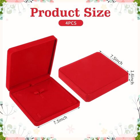 4-Pack Velvet Jewelry Set Box – Red Jewelry Display Case for Earrings, Necklace, Bracelet & Ring | Luxury Travel Gift Storage for Mother’s Day, Wedding, Anniversary (Only Box, Jewelries Not Included) in Saudi Arabia