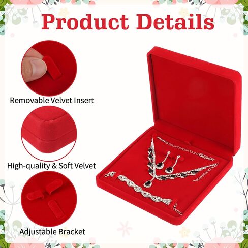 4-Pack Velvet Jewelry Set Box – Red Jewelry Display Case for Earrings, Necklace, Bracelet & Ring | Luxury Travel Gift Storage for Mother’s Day, Wedding, Anniversary (Only Box, Jewelries Not Included) in Saudi Arabia
