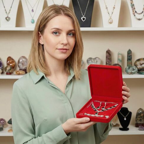 4-Pack Velvet Jewelry Set Box – Red Jewelry Display Case for Earrings, Necklace, Bracelet & Ring | Luxury Travel Gift Storage for Mother’s Day, Wedding, Anniversary (Only Box, Jewelries Not Included) in Saudi Arabia