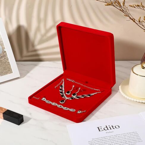 4-Pack Velvet Jewelry Set Box – Red Jewelry Display Case for Earrings, Necklace, Bracelet & Ring | Luxury Travel Gift Storage for Mother’s Day, Wedding, Anniversary (Only Box, Jewelries Not Included) in Saudi Arabia